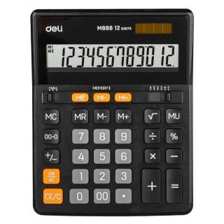 Калькулятор настольный Deli EM888 черный 12-разр.